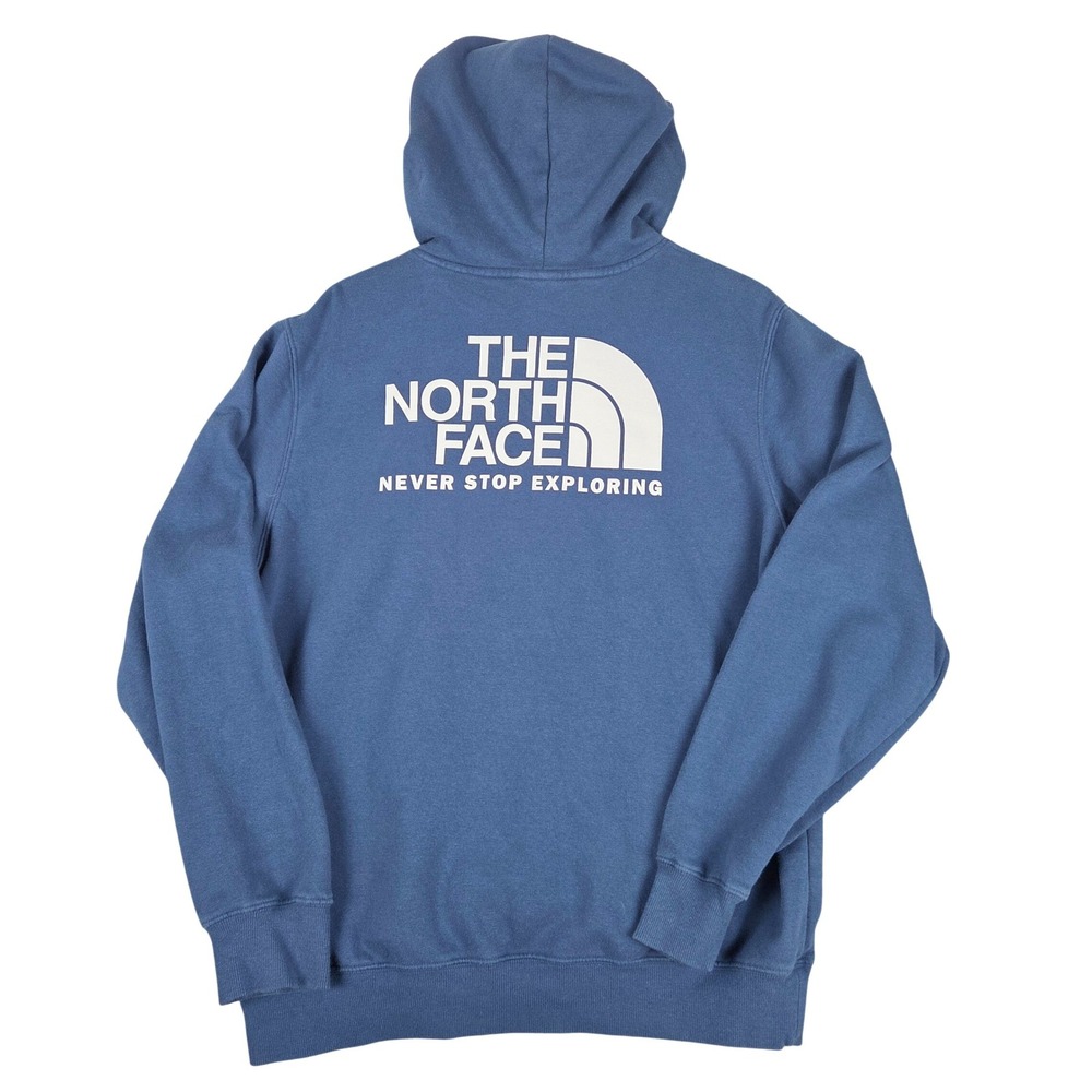 The North Face Mens Circular Design Hoodie Blue Graphic Sweatshirt Large